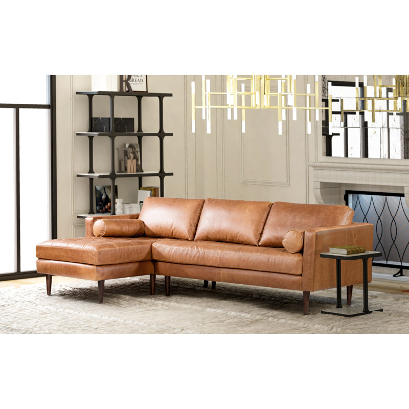 Edgemod Bismarck 2 Piece Genuine Leather Sectional & Reviews Wayfair
